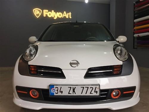 nissan micra araç kaplama cam filmi şerit kaplama turuncu gri siyah (13)