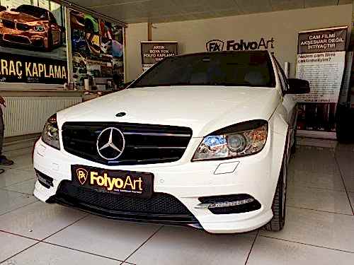 mercedes e250 panur kaplama parlak siyah araç kaplama (1)