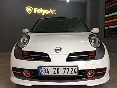 nissan micra araç kaplama cam filmi şerit kaplama turuncu gri siyah (13)