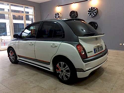 nissan micra araç kaplama cam filmi şerit kaplama turuncu gri siyah (4)